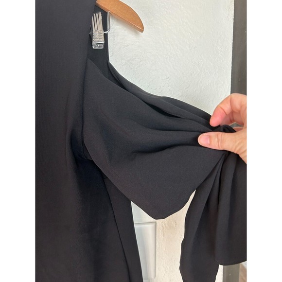 Boston Proper Blouse Women’s Small Black Cold Shoulder Shirt Top Short Sleeve - Picture 10 of 12